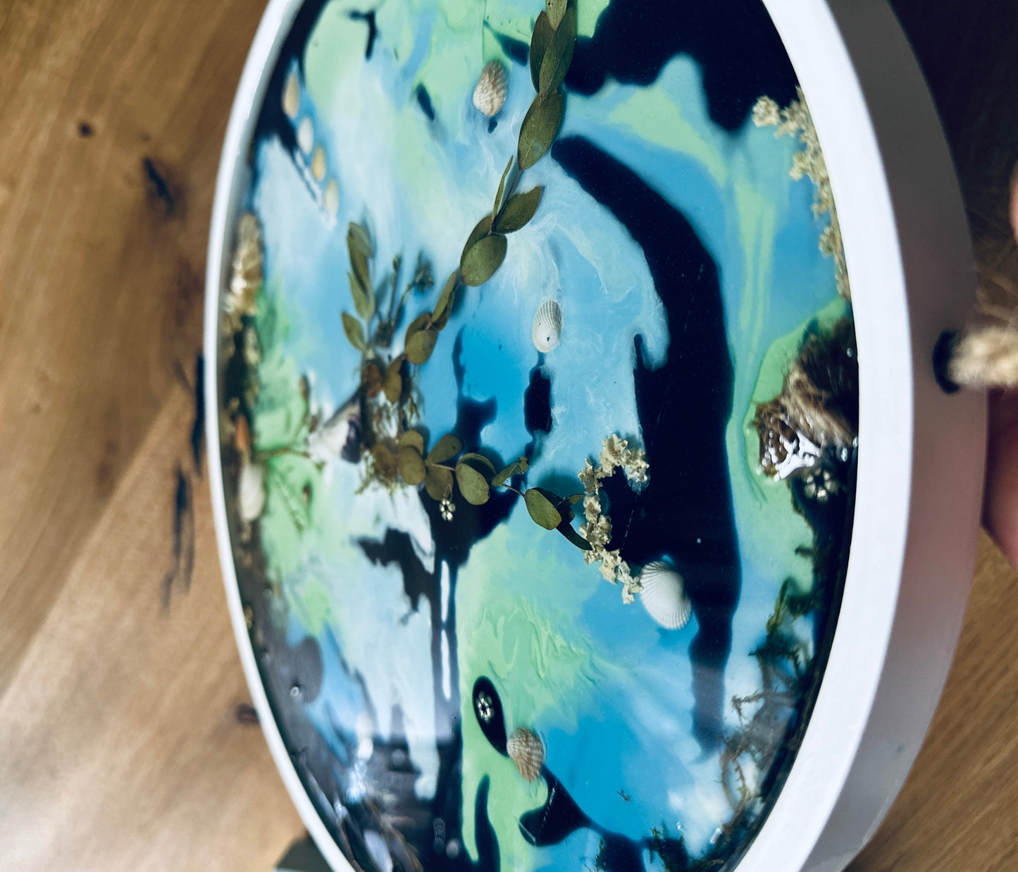 Wandbild Epoxid mit Pflanzen und Muscheln Moos