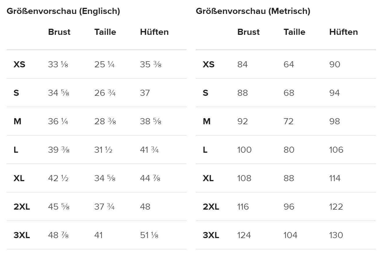 Sport Bikini Größentabelle