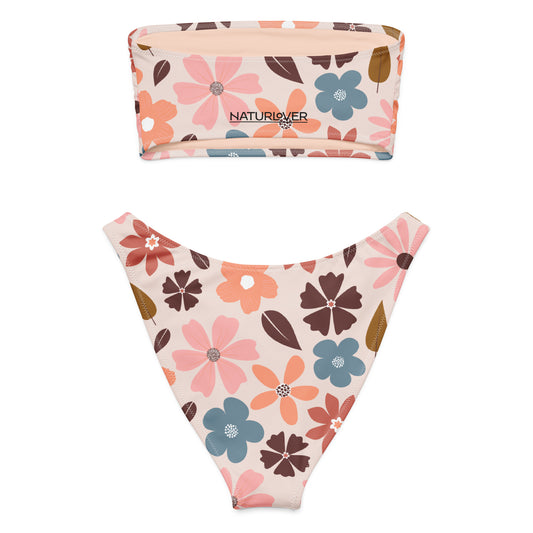 Recycingbikini Bandeau mit Blüten