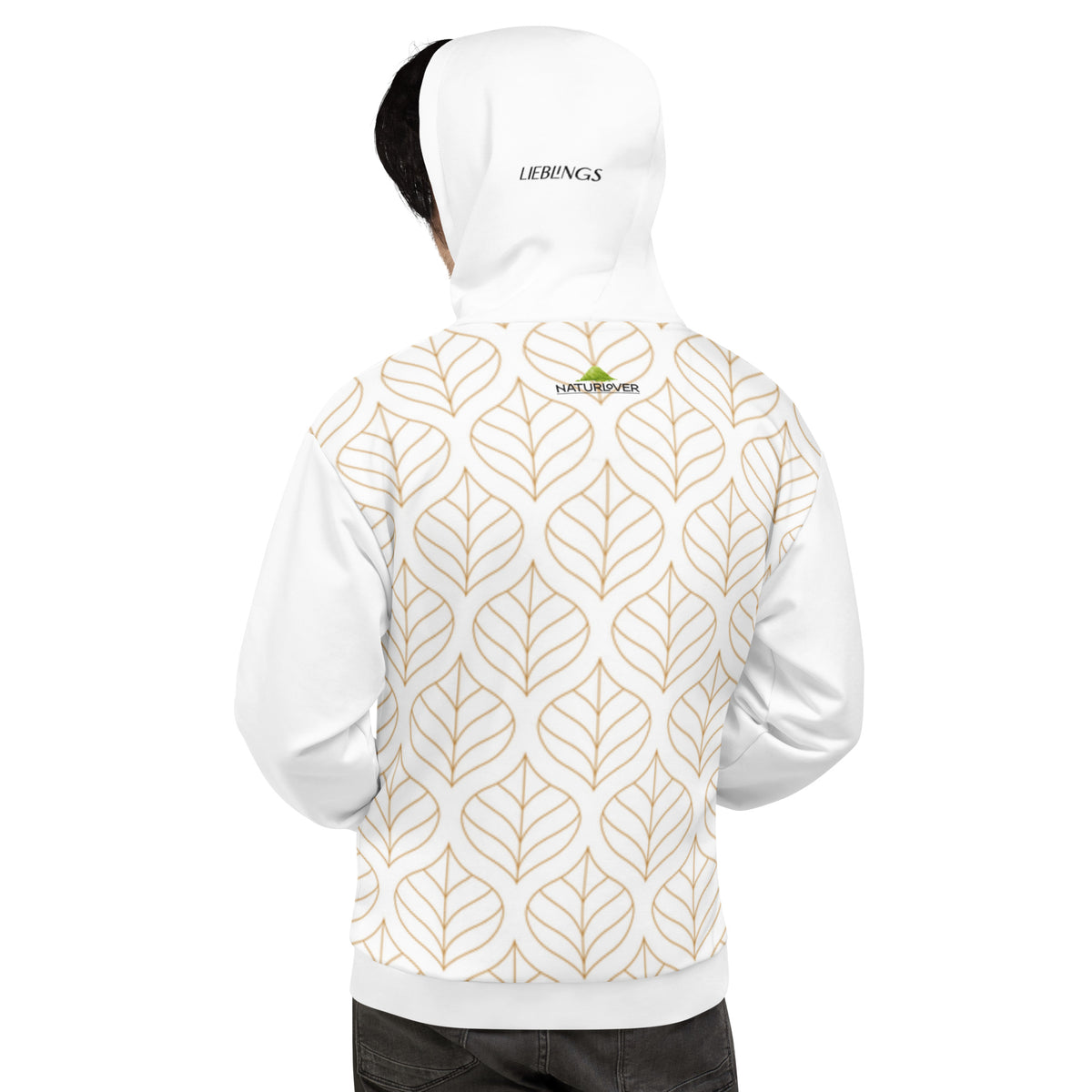 Recycling Kapuzenpullover weiss gemustert