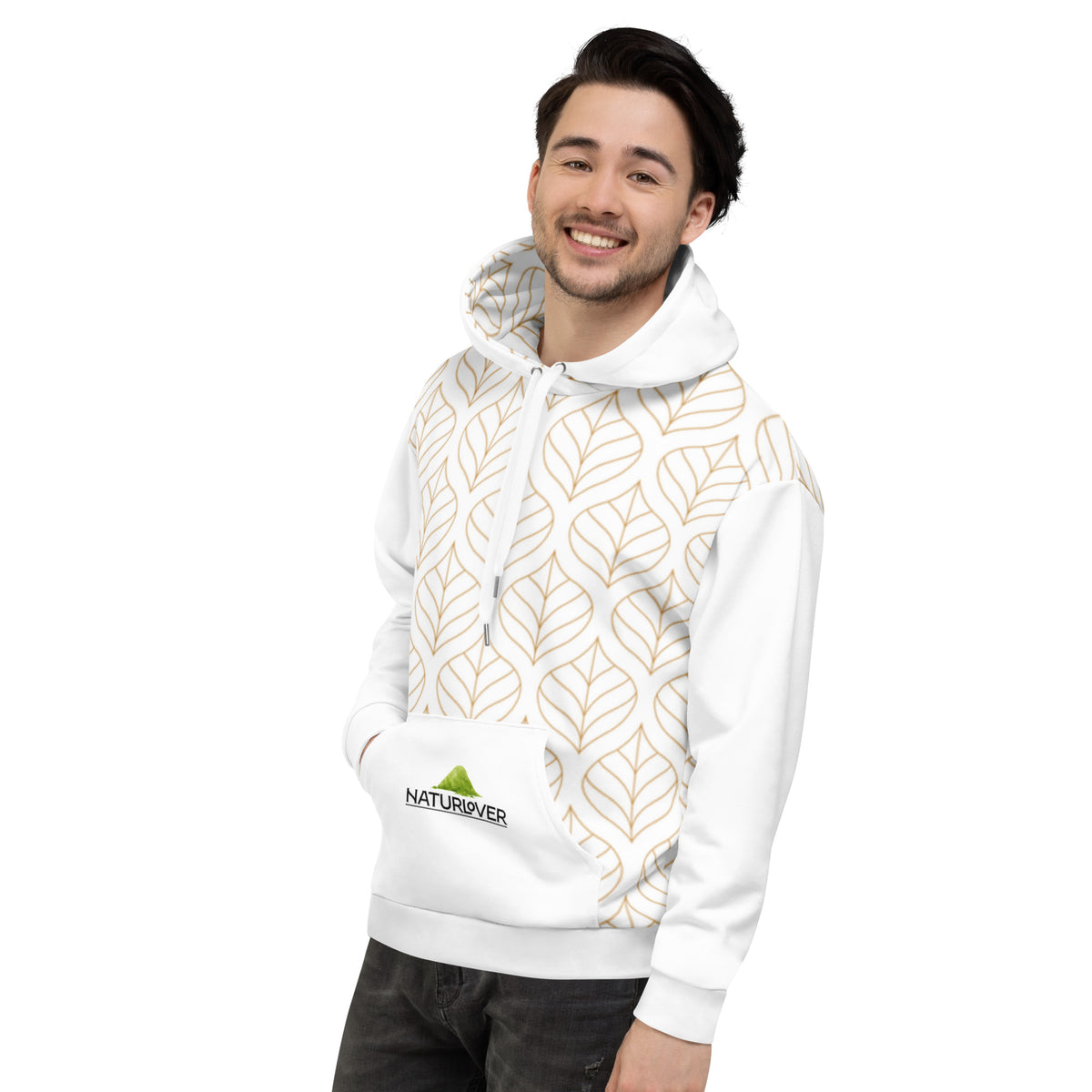 Recycling Kapuzenpullover weiss gemustert