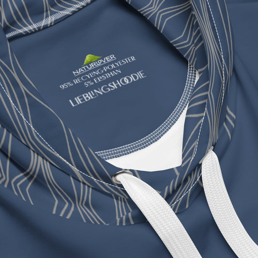 Recycling Kapuzenpullover blau gemustert