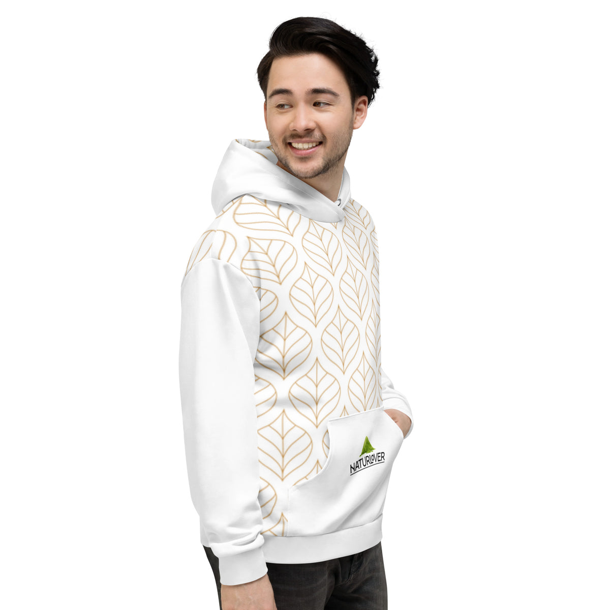 Recycling Kapuzenpullover weiss gemustert