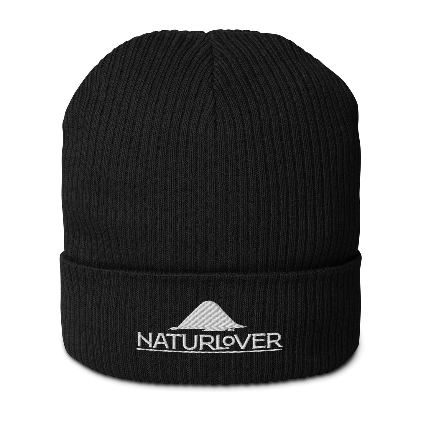 NaturLoVer Bio-Beanie/Mütze mit weißer Stickerei