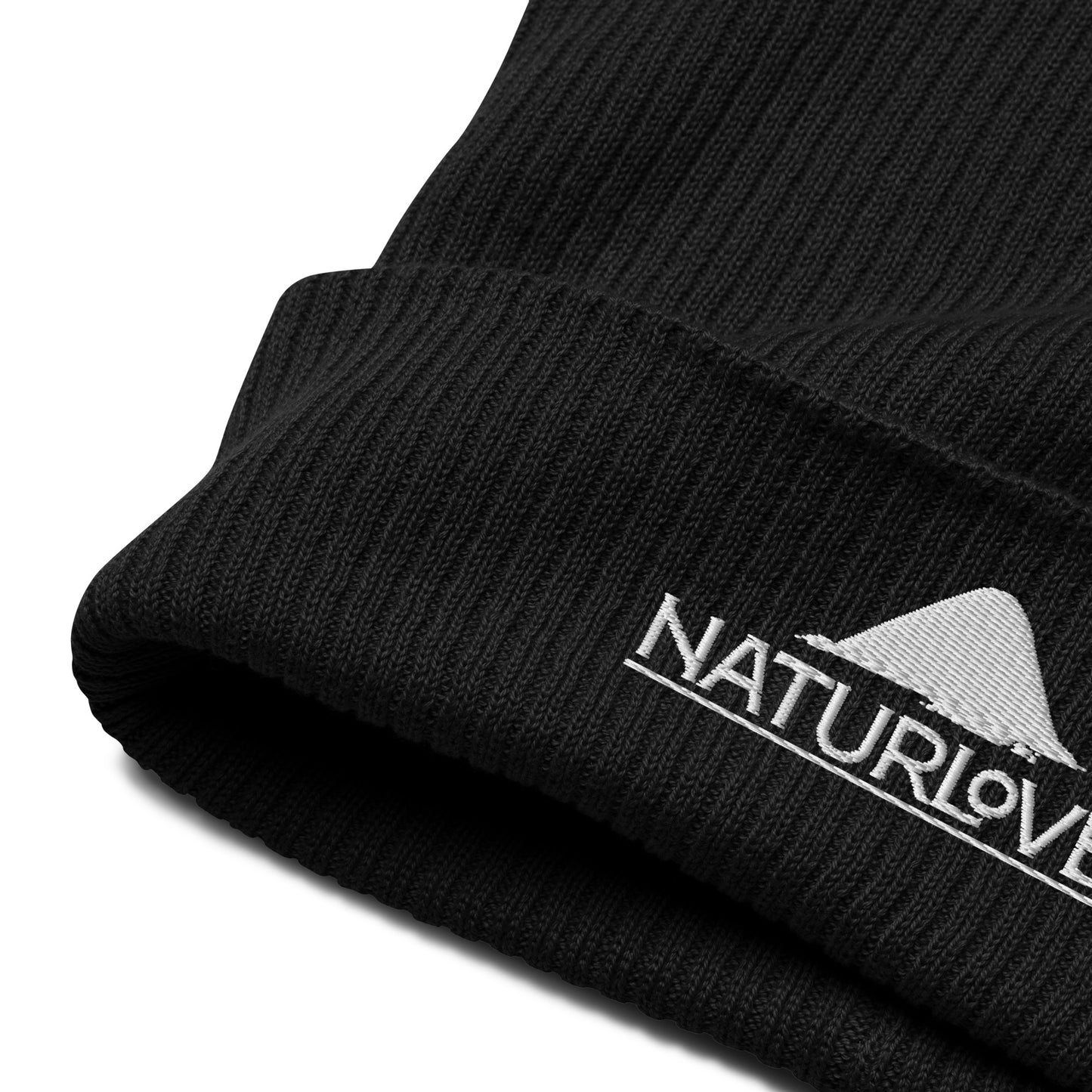 NaturLoVer Bio-Beanie/Mütze mit weißer Stickerei