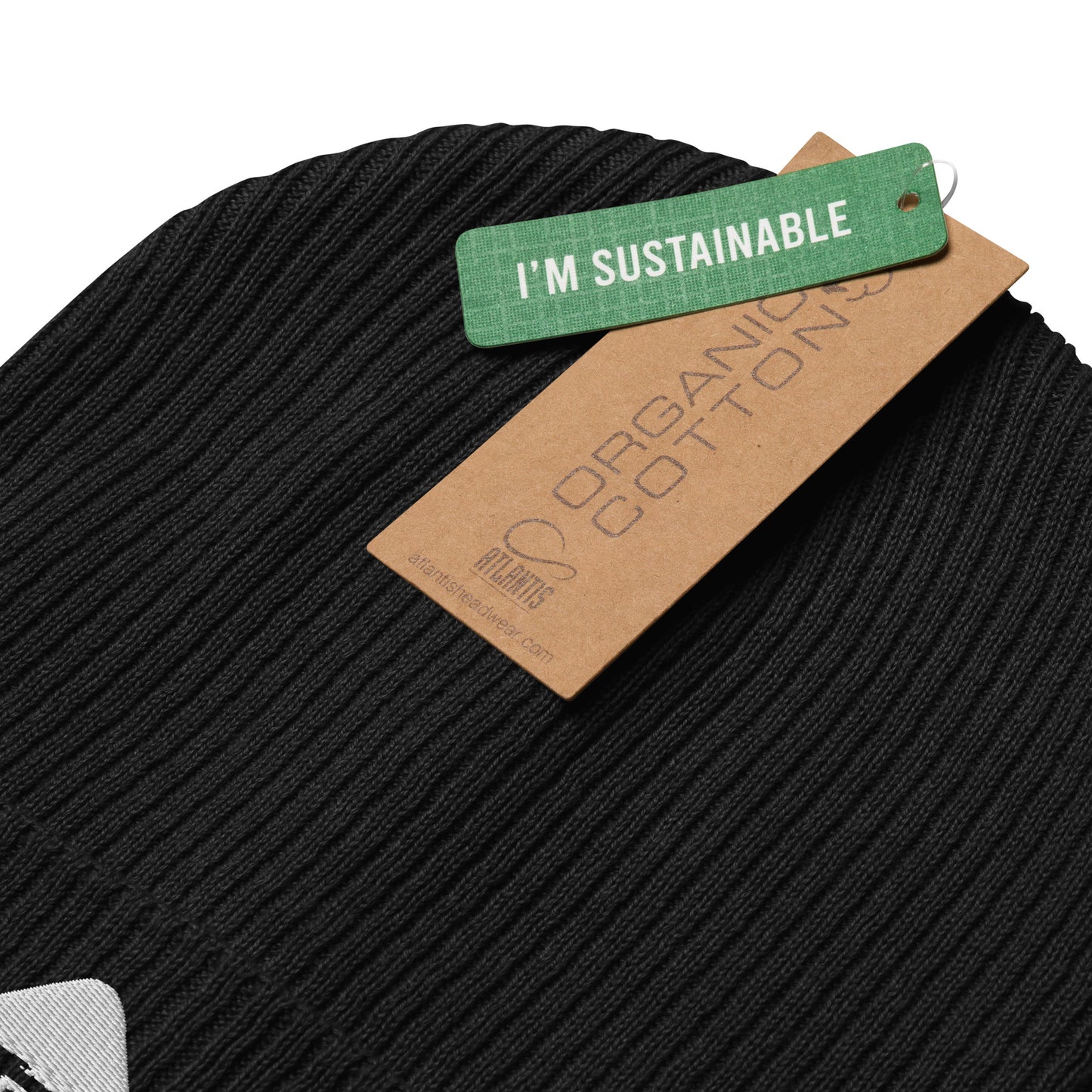 NaturLoVer Bio-Beanie/Mütze mit weißer Stickerei