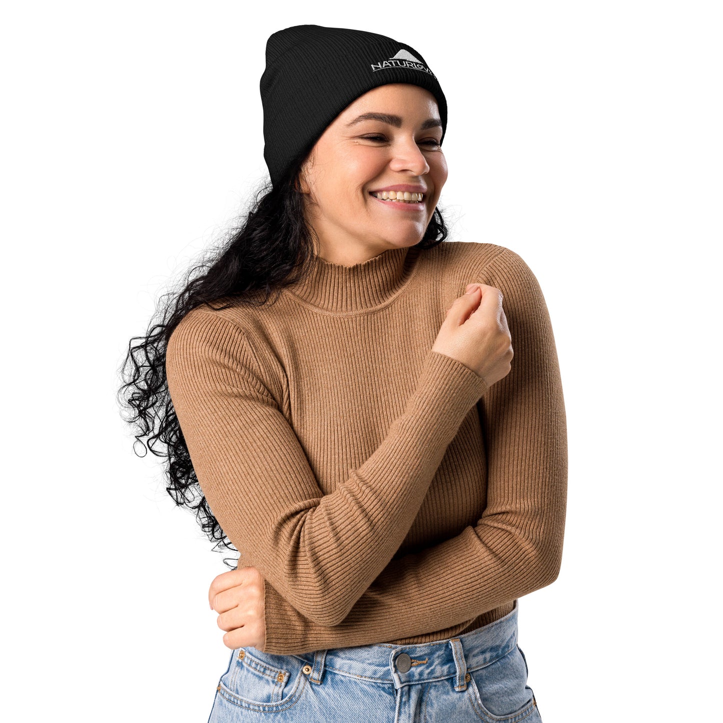 NaturLoVer Bio-Beanie/Mütze mit weißer Stickerei