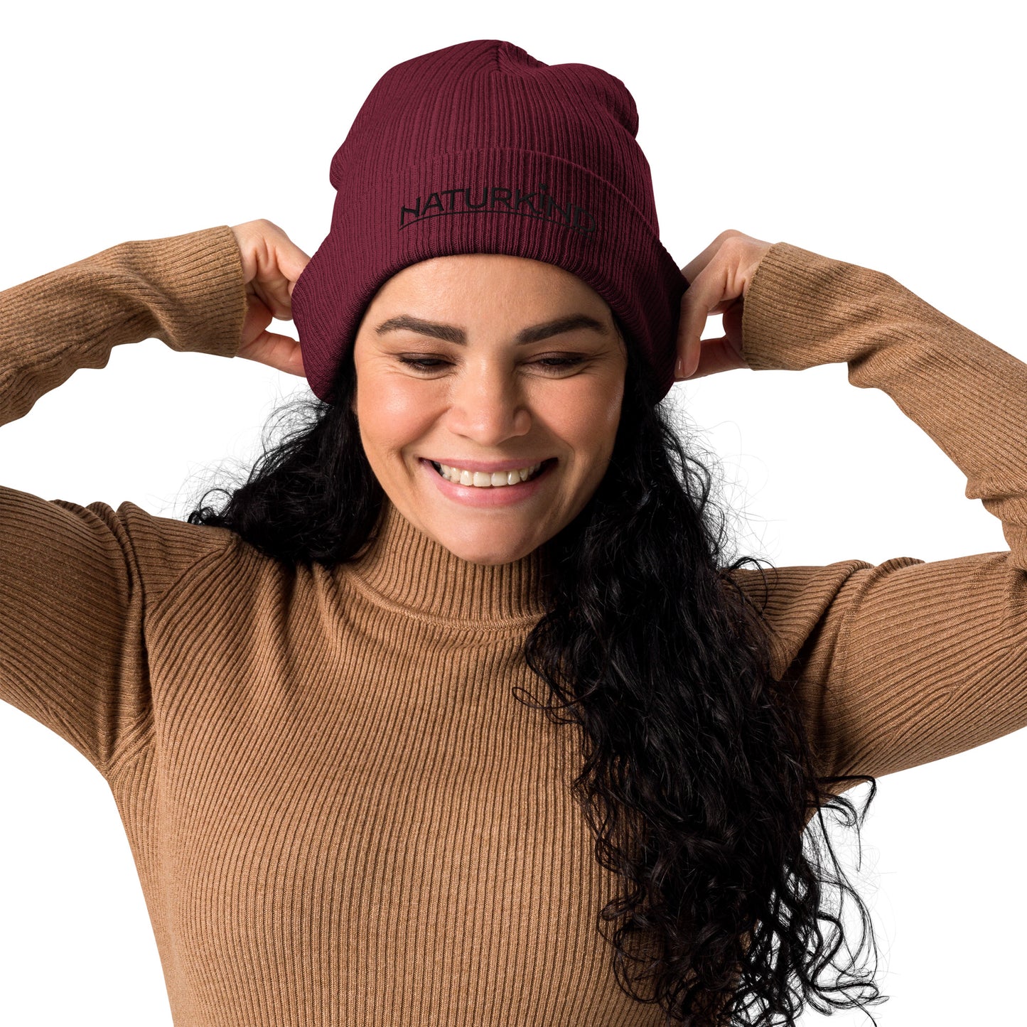 Bonnet/chapeau bio NATURKIND avec broderie noire