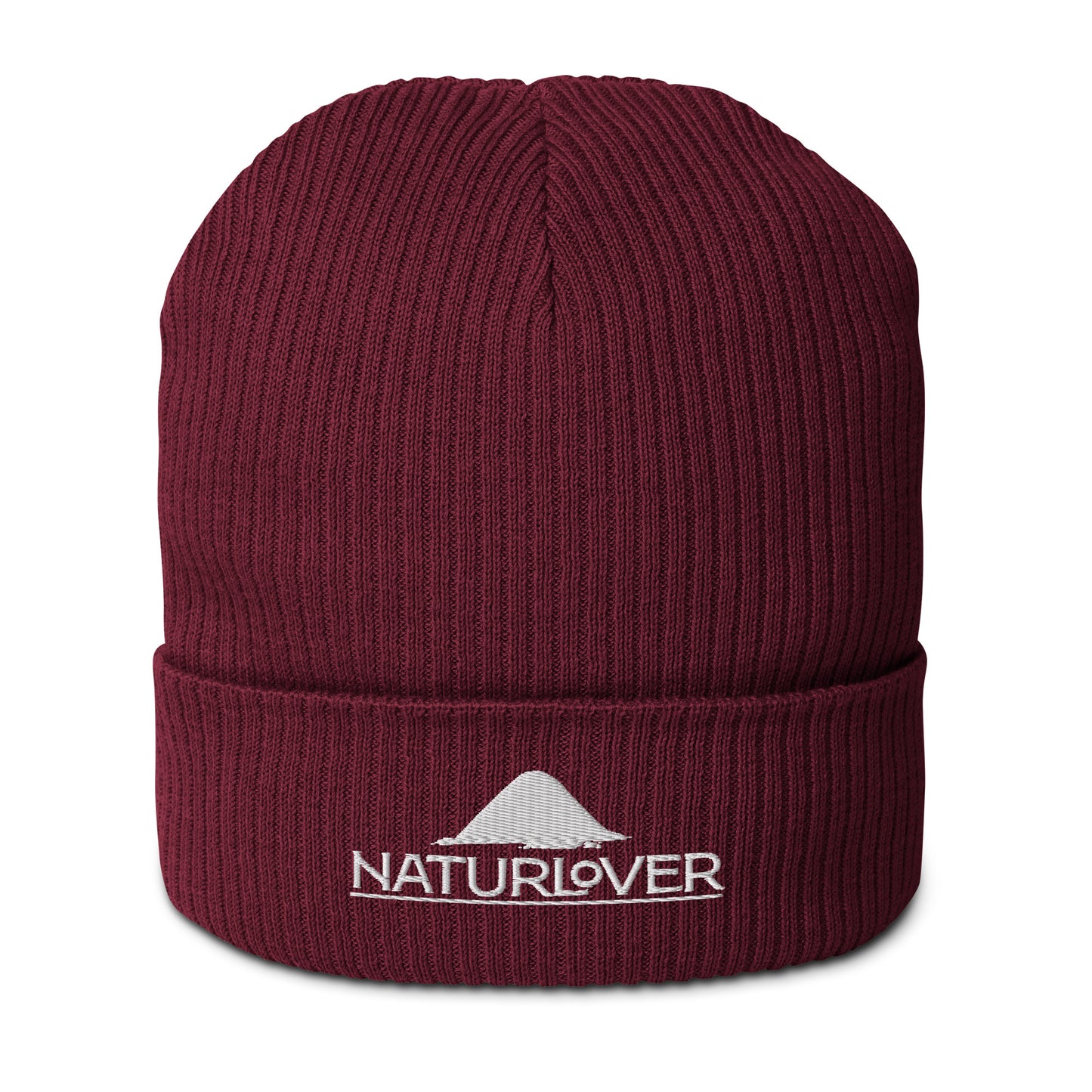 NaturLoVer Bio-Beanie/Mütze mit weißer Stickerei