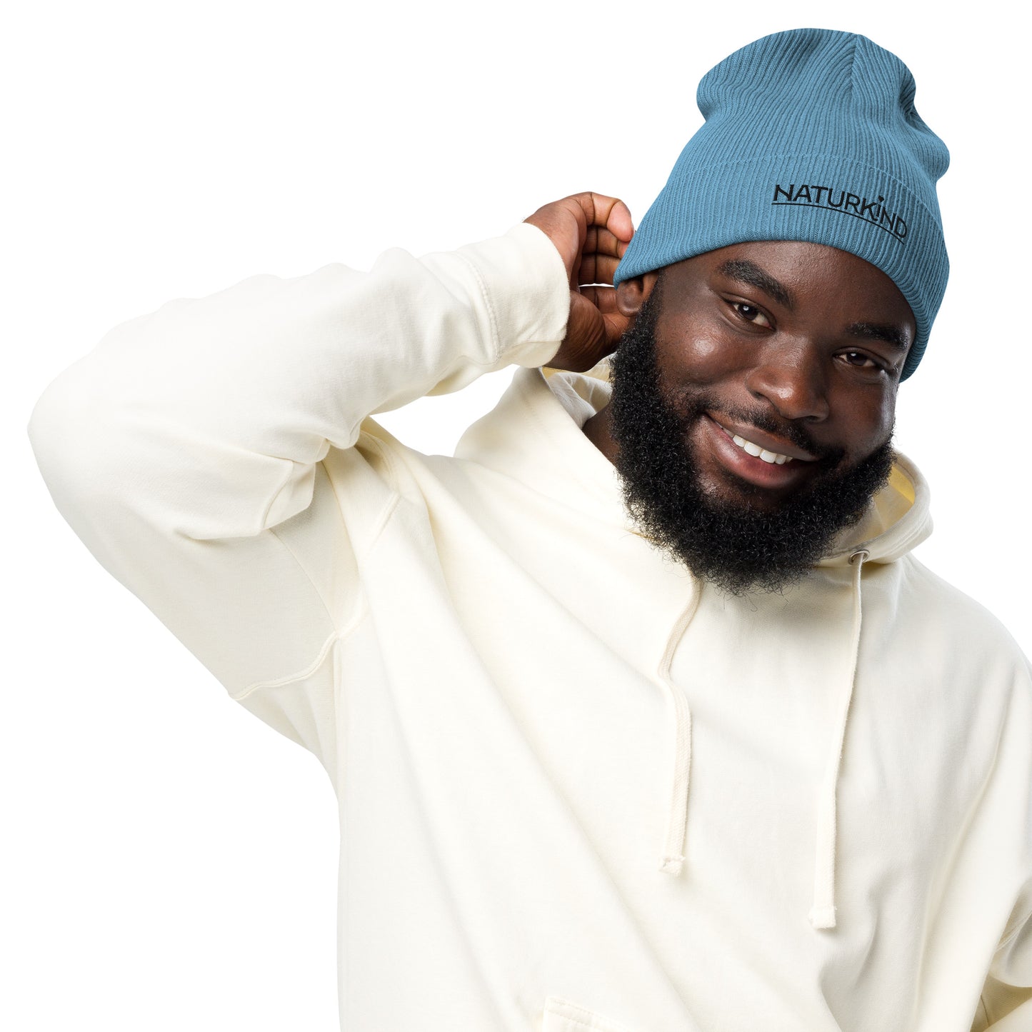 Bonnet/chapeau bio NATURKIND avec broderie noire