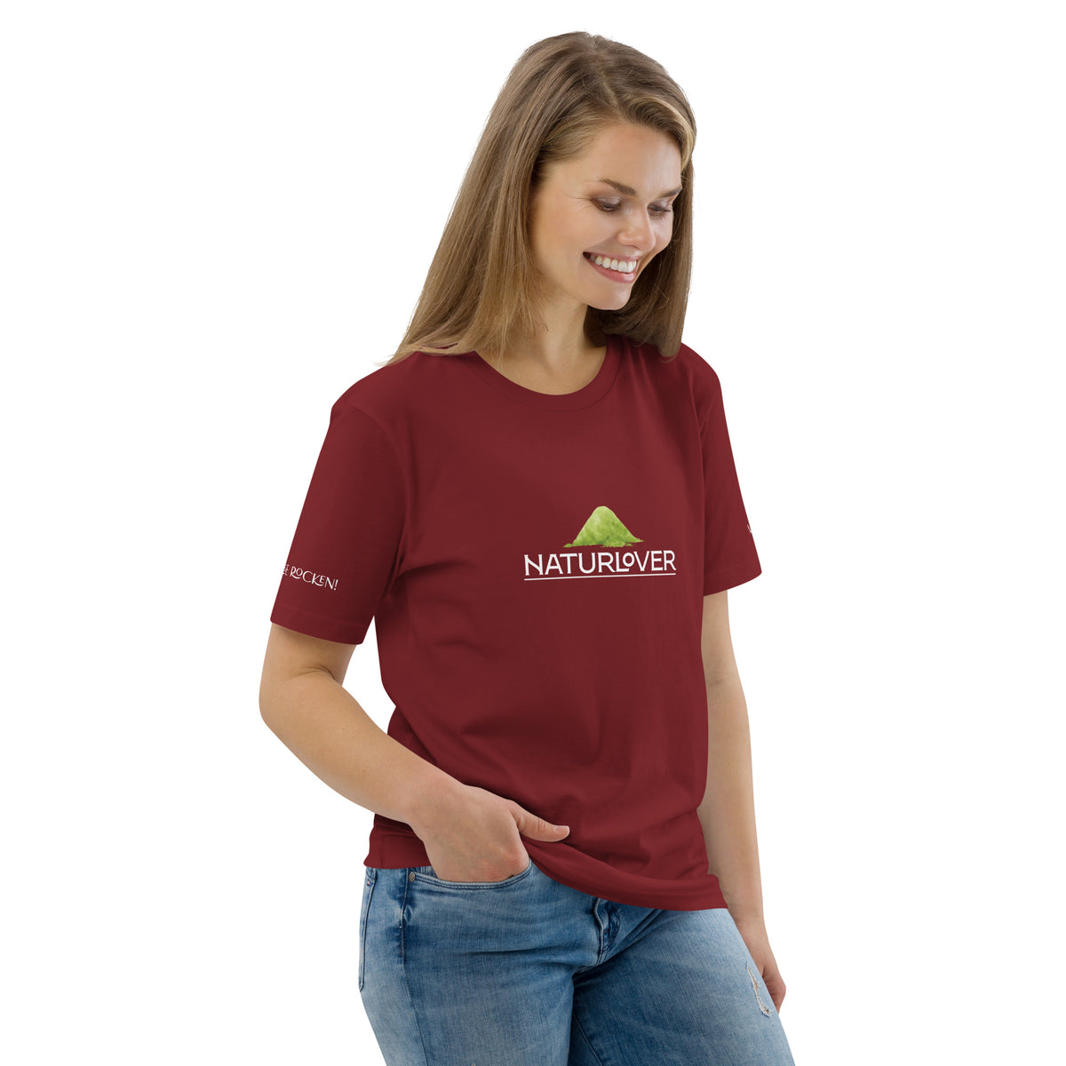 Bio Shirt Berge Meer weinrot