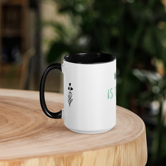 XL Tasse Natur Blümchen schwarz