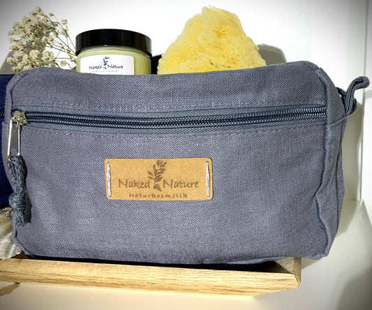 graue Kosmetiktasche aus Hanf