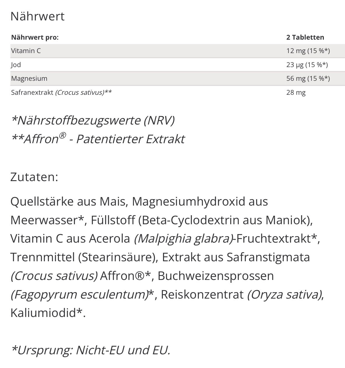 Safran und Magnesium 