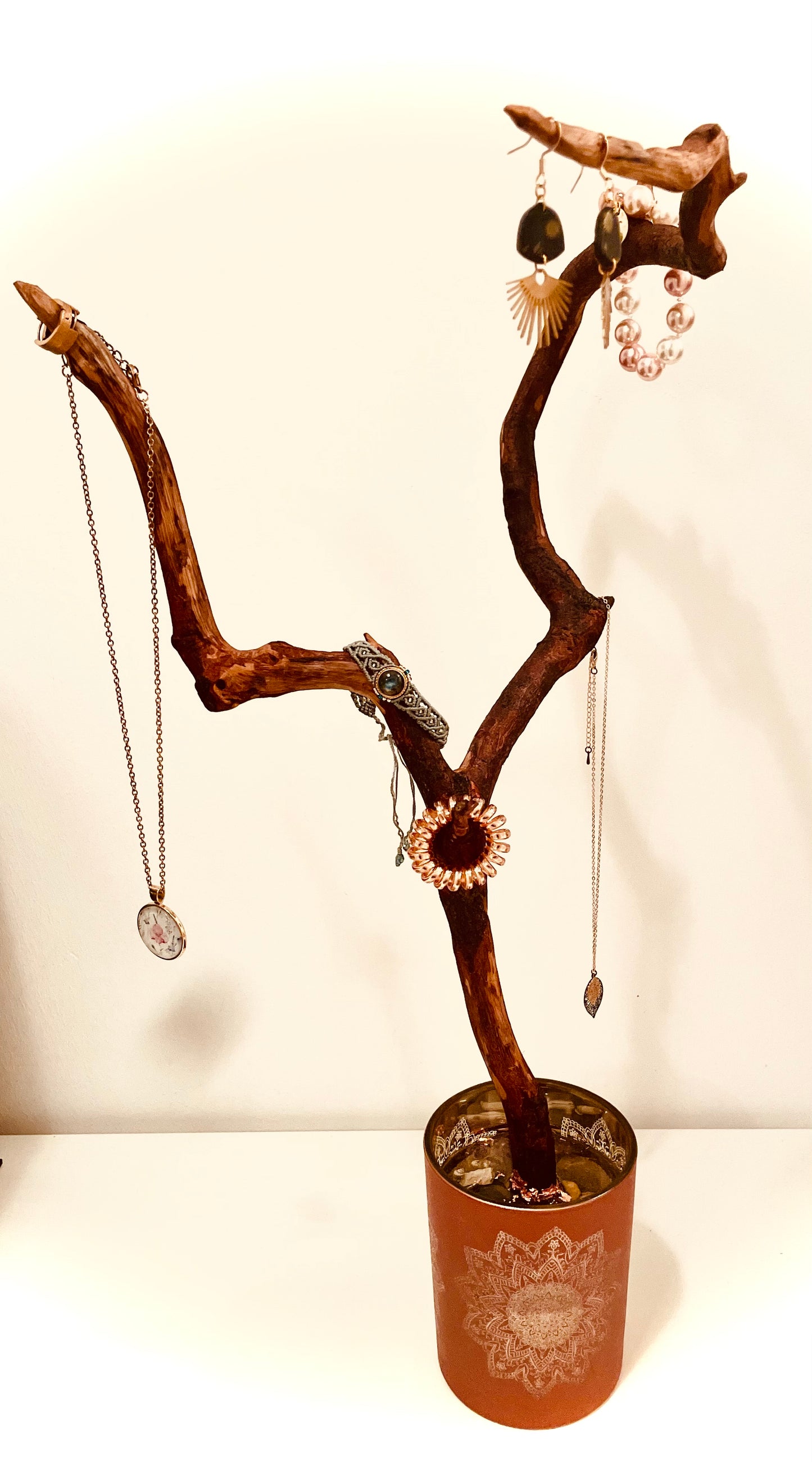 Epoxi Art driftwood branch stand for jewelry, decoration