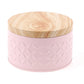 Round storage box with wooden lid