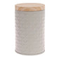 Round storage box with wooden lid