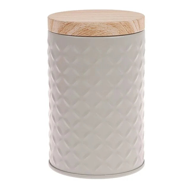 Round storage box with wooden lid