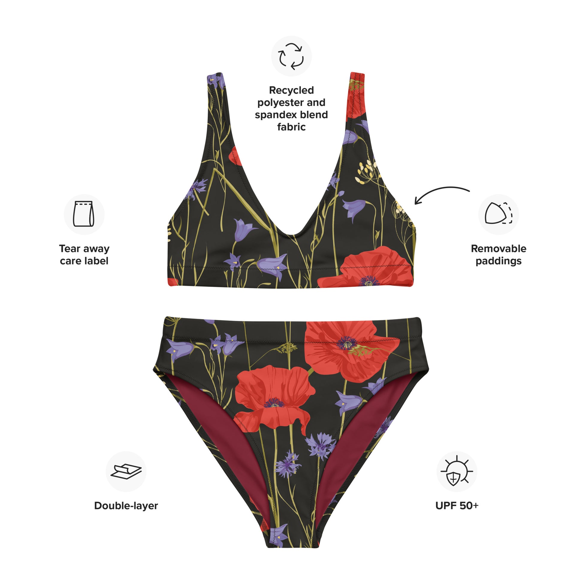 Recycling Bademode Bikini Klatschmohn 
