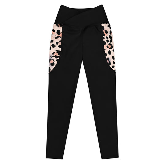 Sport Leggings schwarz mit Leoparden Muster