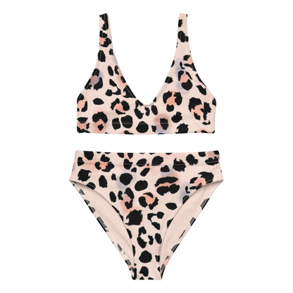 High Waste Bikini Leopardenmuster rosa