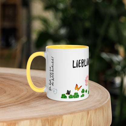 Keramiktasse Lieblingsmensch gelb Seite