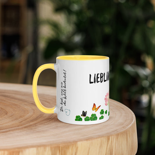 Keramiktasse Lieblingsmensch gelb Seite