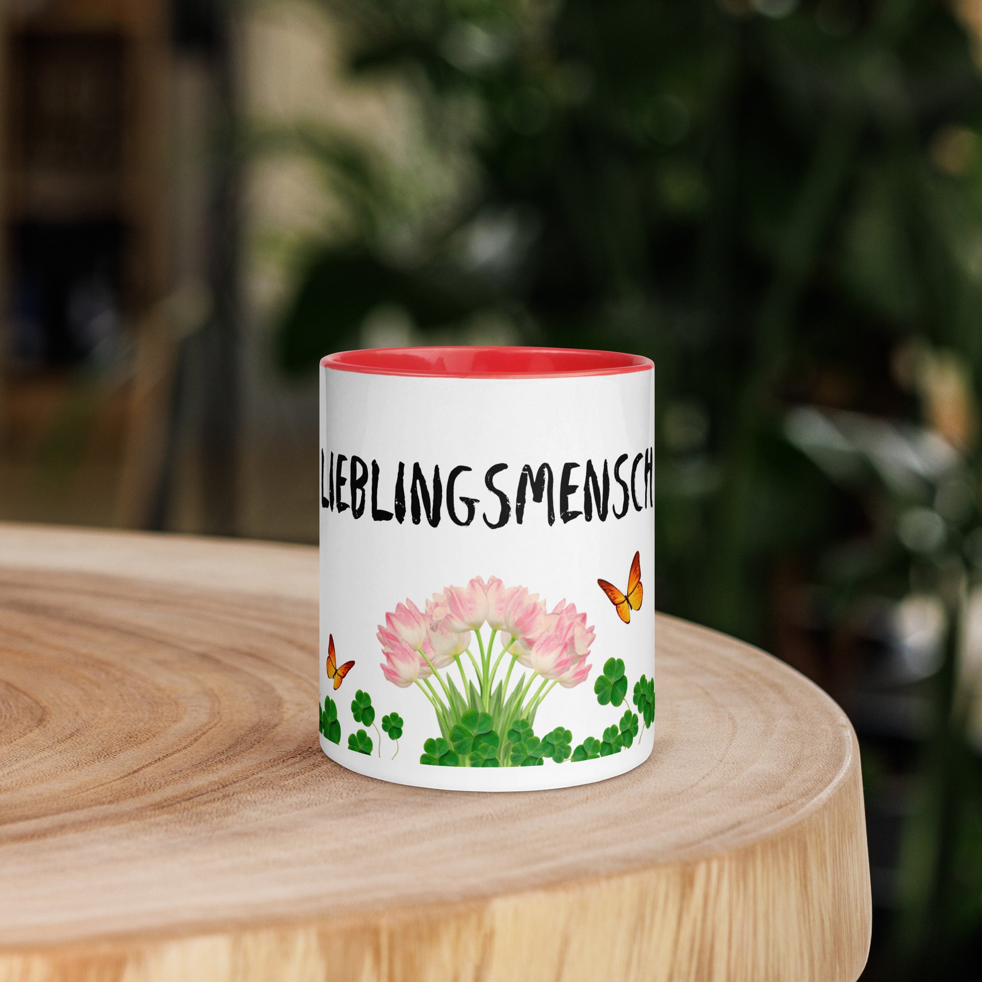 Keramiktasse Lieblingsmensch mit Schmetterlingen 