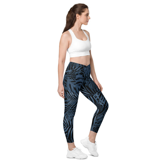 bequeme Sporthose Leggings blau schwarz