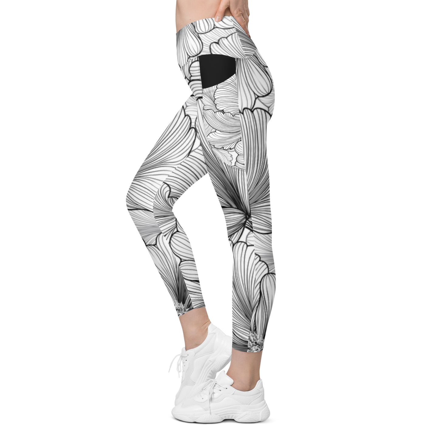 schwarz weiß leggings zum Sport Laufen, Jogging, Fitnessstudio