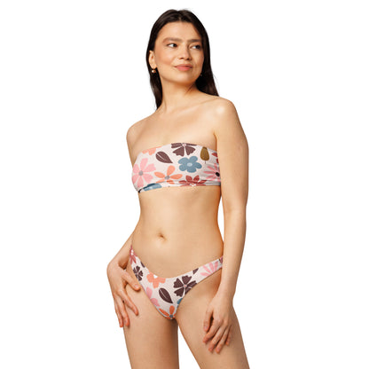 Bandeau Bikini mit Blüten Naturlover