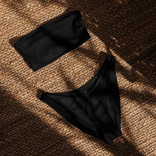 schwarzer Bandeau Bikini Naturlover
