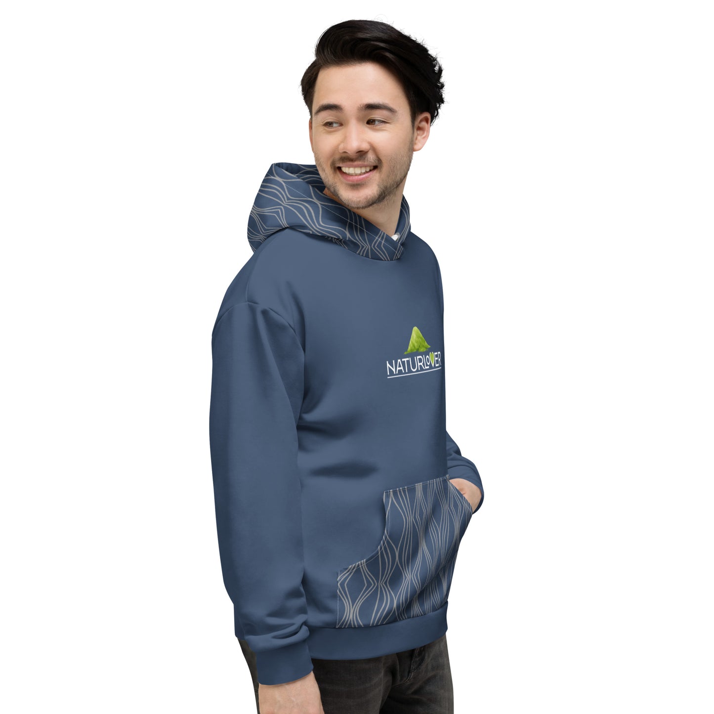 Recycling Kapuzenpullover blau gemustert