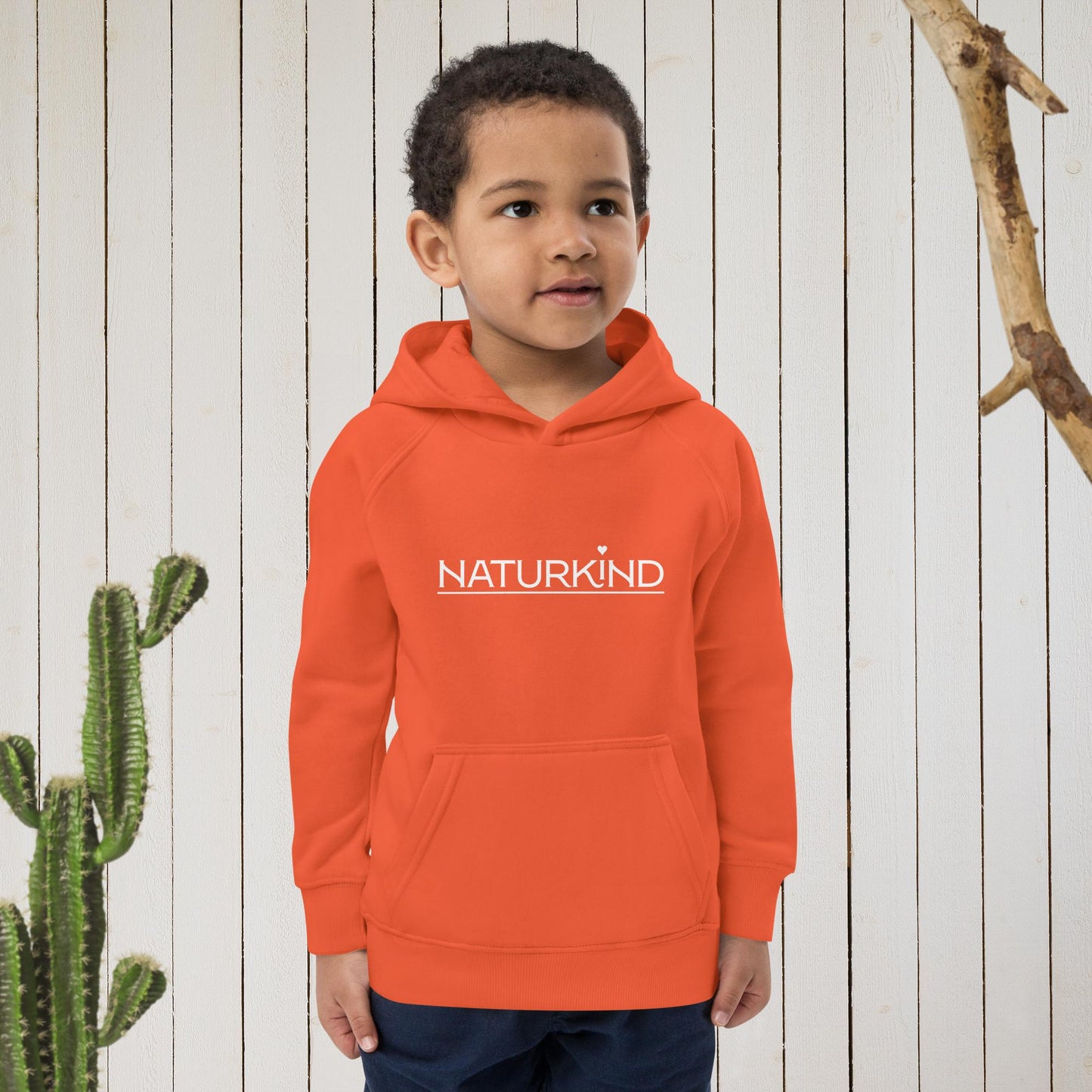 NATURKIND Eco Hoodie Kids, black + navy + fancy orange