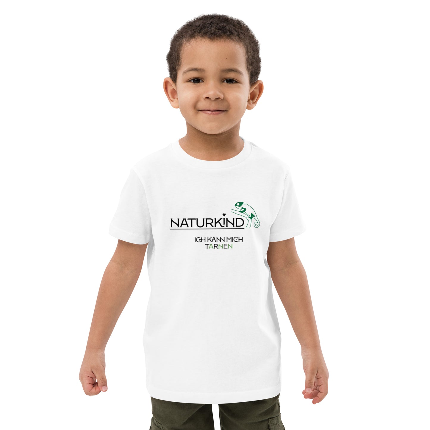 NATURKIND eco-cotton T-shirt for children - Chameleon, white