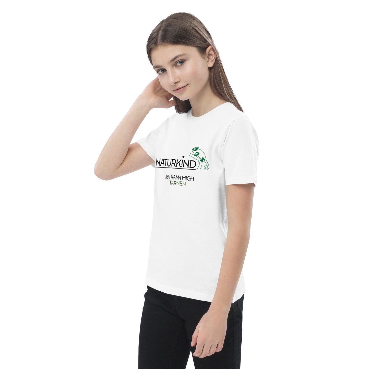 NATURKIND eco-cotton T-shirt for children - Chameleon, white