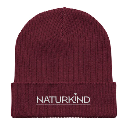 NATURKIND organic beanie/hat with white embroidery