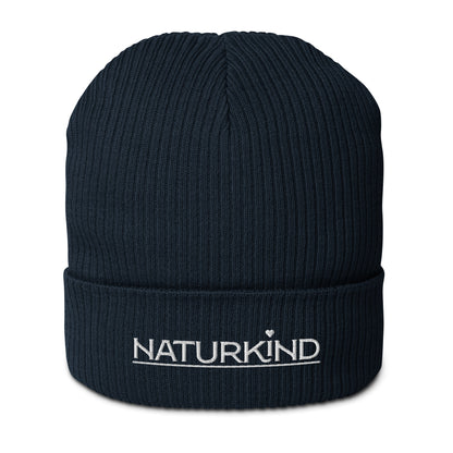 NATURKIND organic beanie/hat with white embroidery