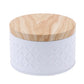 Round storage box with wooden lid