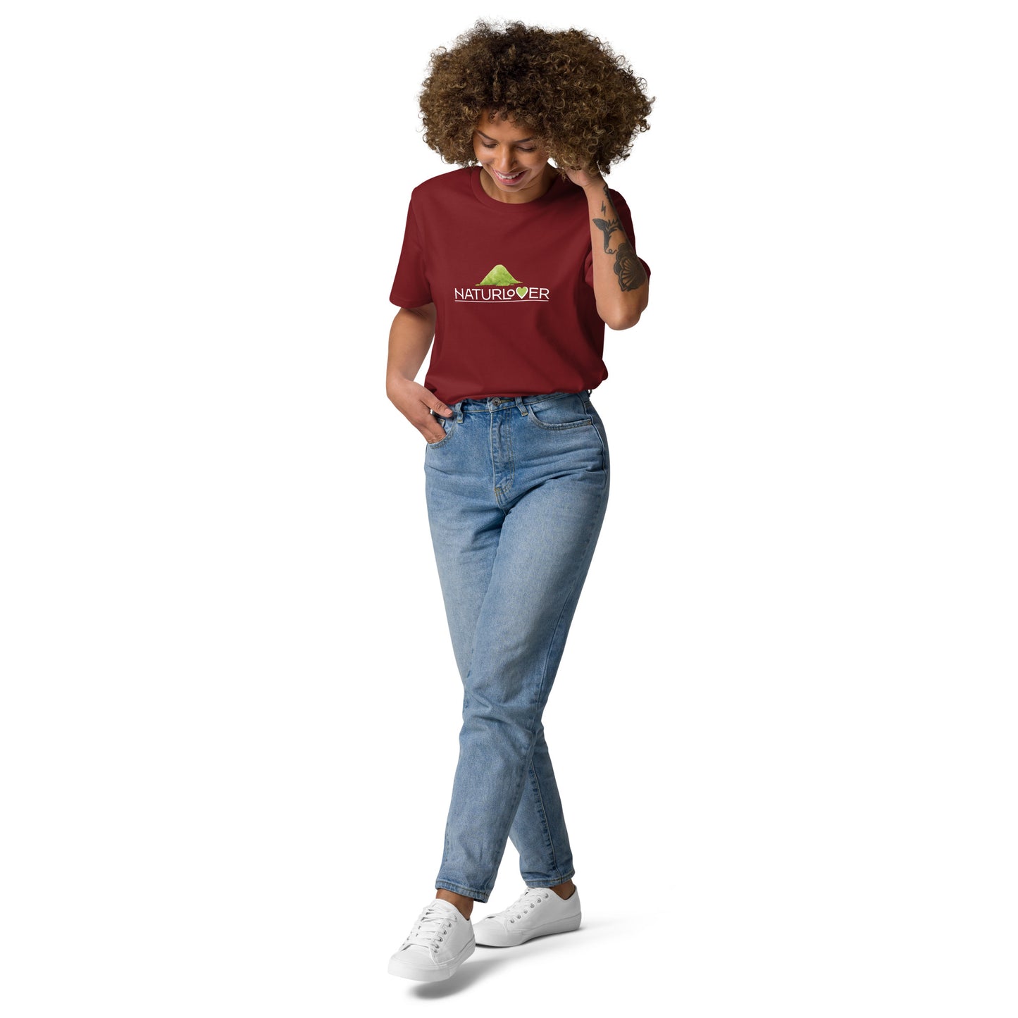 Bio Baumwoll shirt Herz weinrot