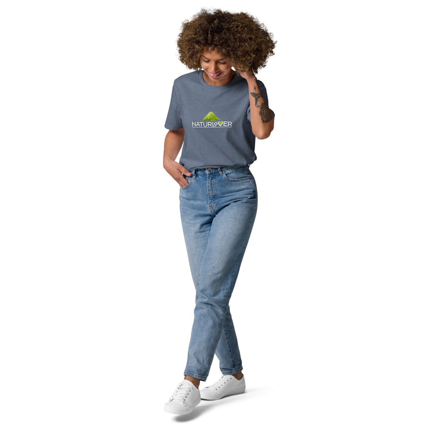 Bio Baumwoll shirt Herz grau blau