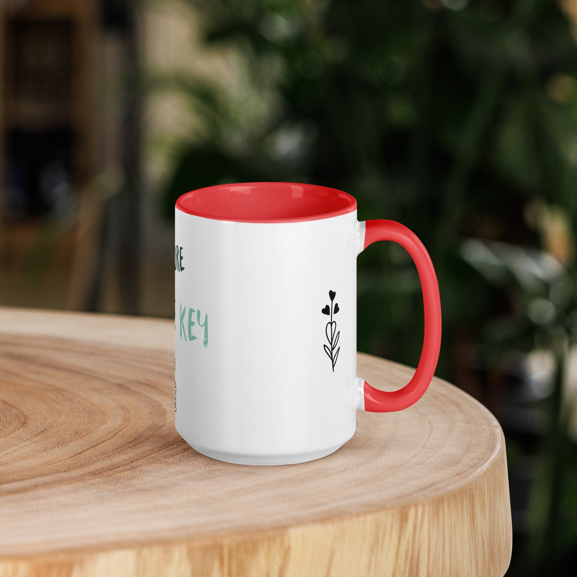 XL Tasse Natur Blümchen rot